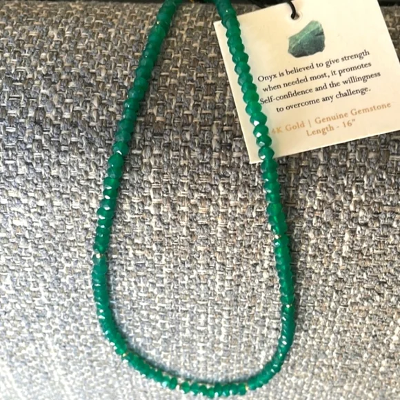 14k green onyx necklace - Picture 3 of 7